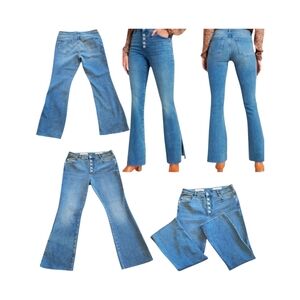 Pilcro And The Letterpress 32 High Rise Exposed Button Skinny Bootcut Denim Jean